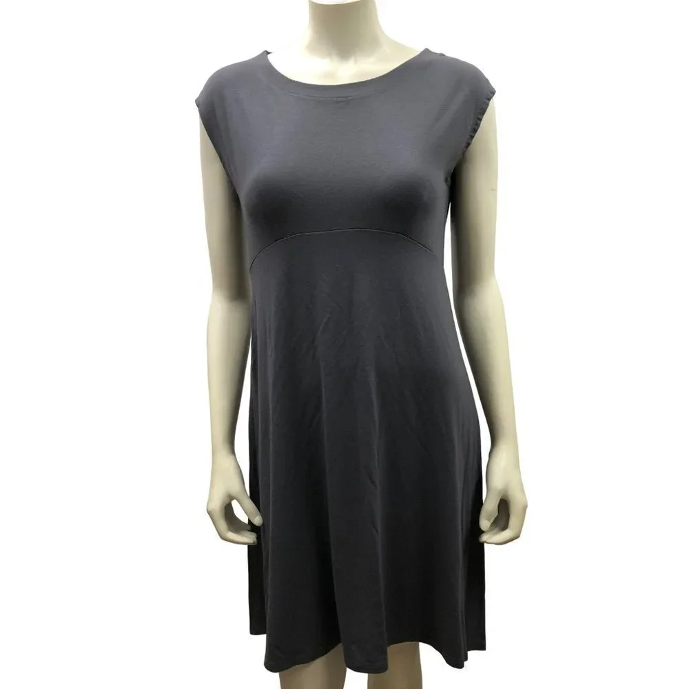 EILEEN FISHER GRAY CASUAL SHIFT SHIRT DRESS SIZE‎ PET MD